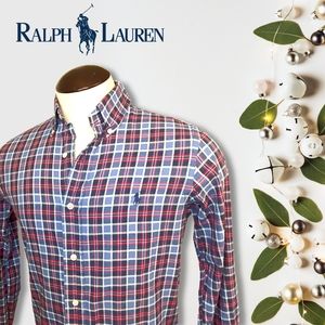 Ralph Lauren | Red, White & Blue Plaid Cotton Men's Small Custom Fit Longsleeve